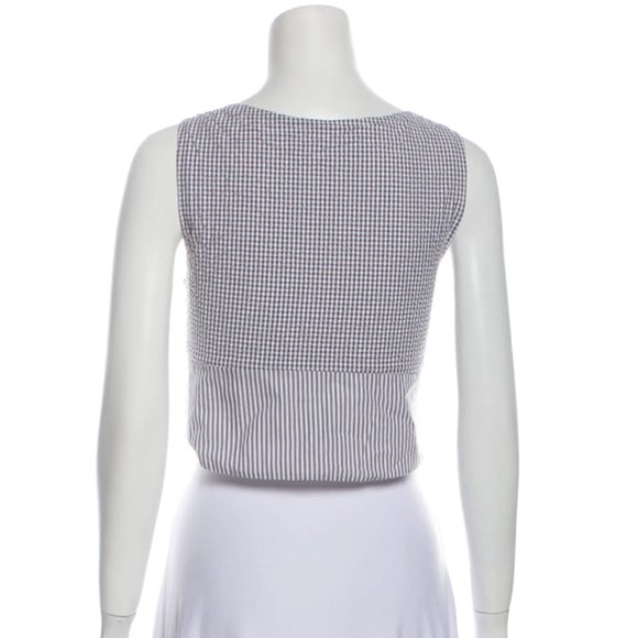 Thakoon Plaid Print V-Neck Crop Top - Picture 3 of 4